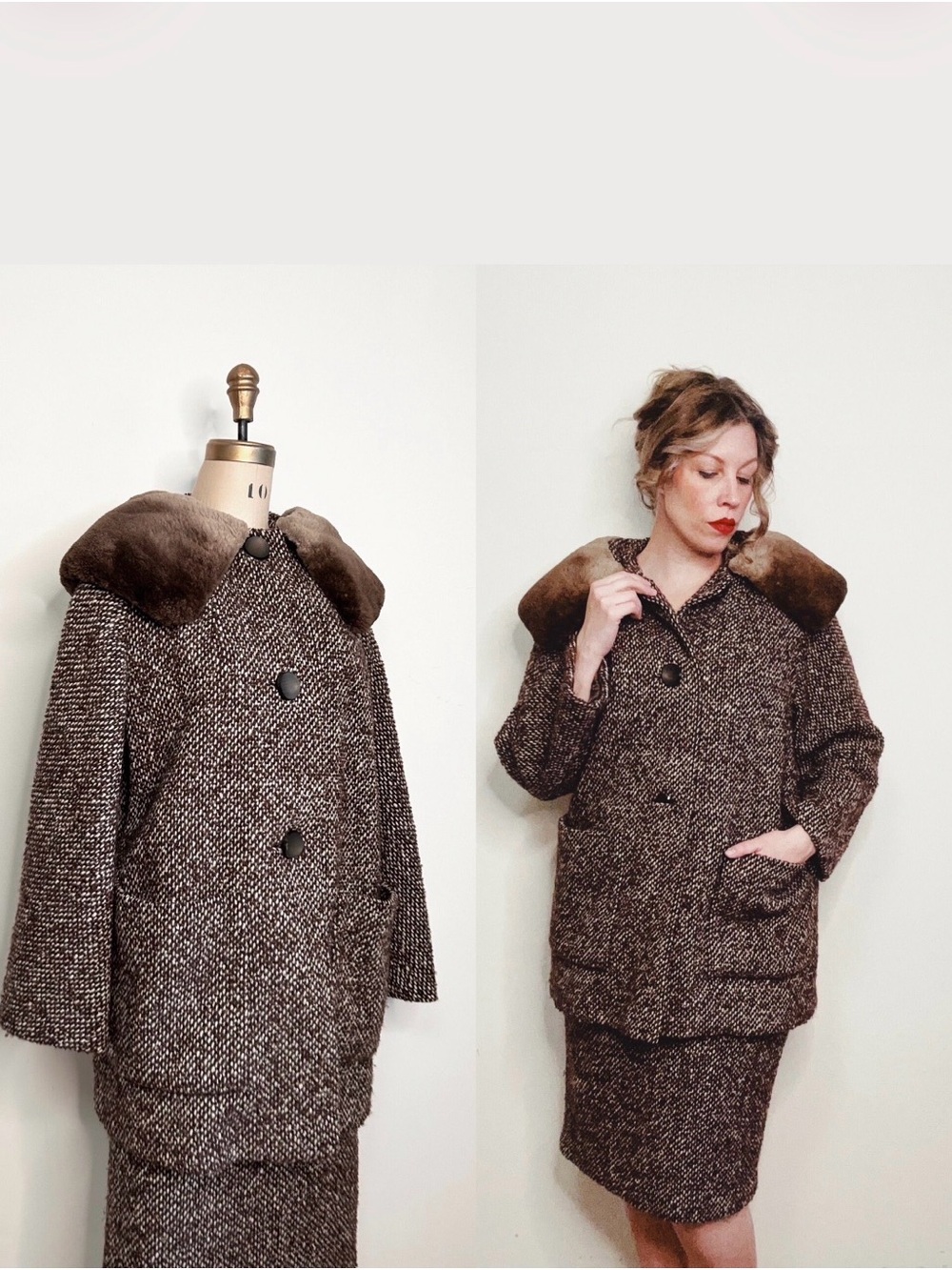 Vintage 1950s Wool Skirt Set Size M/L